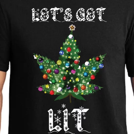 Christmas Tree Weed Leaf Pot Marijuana Thc Gift Pajama Set