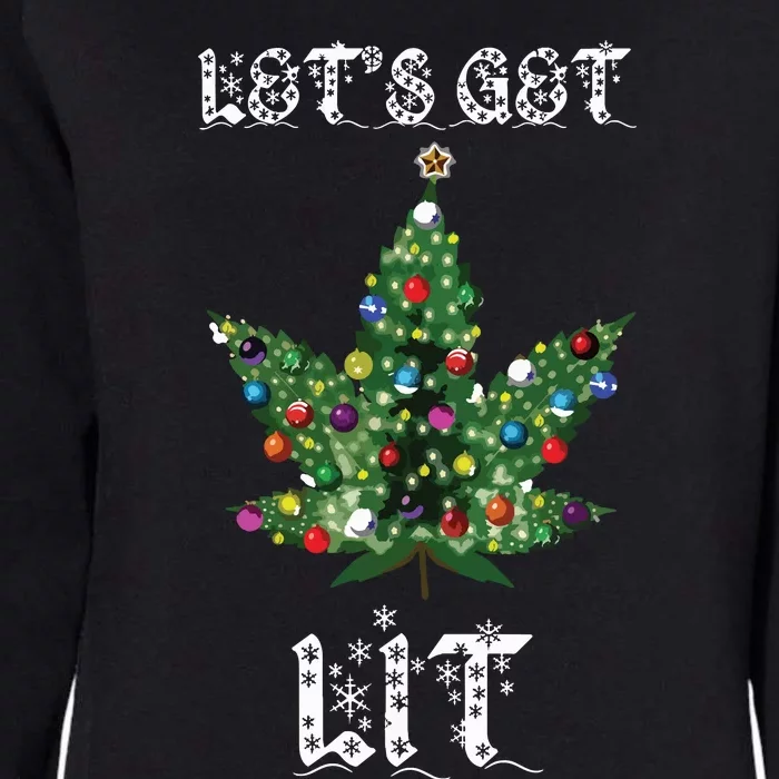 Christmas Tree Weed Leaf Pot Marijuana Thc Gift Womens California Wash Sweatshirt