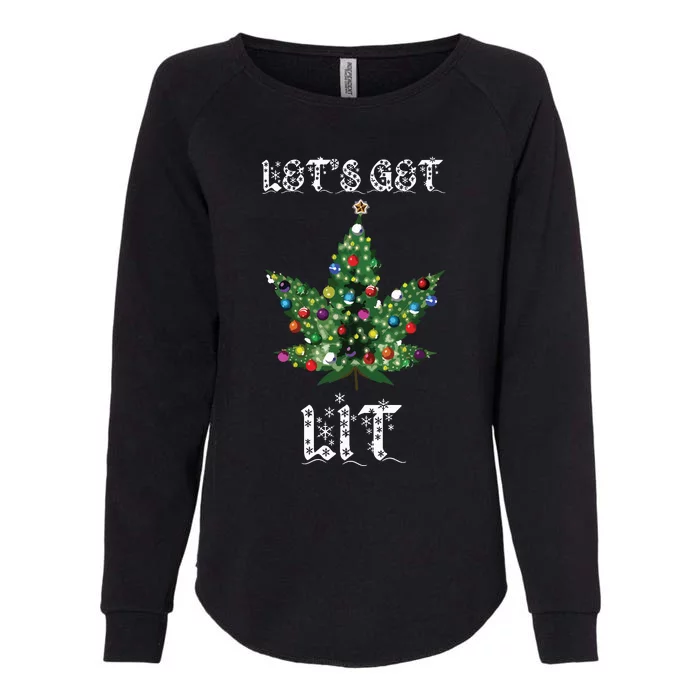 Christmas Tree Weed Leaf Pot Marijuana Thc Gift Womens California Wash Sweatshirt