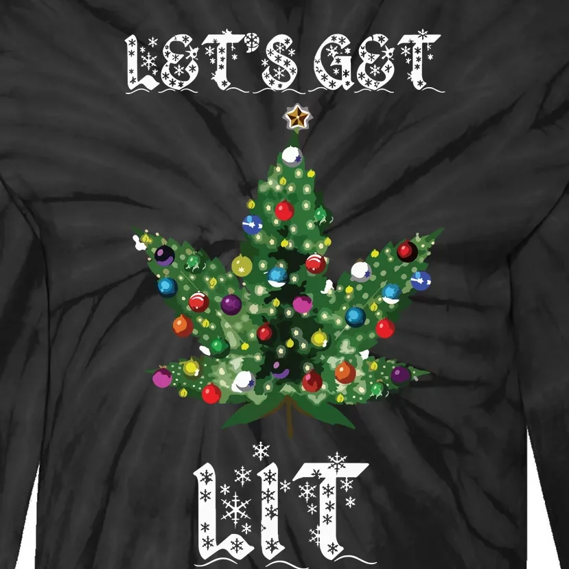 Christmas Tree Weed Leaf Pot Marijuana Thc Gift Tie-Dye Long Sleeve Shirt