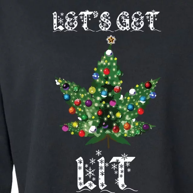 Christmas Tree Weed Leaf Pot Marijuana Thc Gift Cropped Pullover Crew