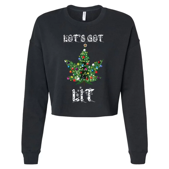 Christmas Tree Weed Leaf Pot Marijuana Thc Gift Cropped Pullover Crew