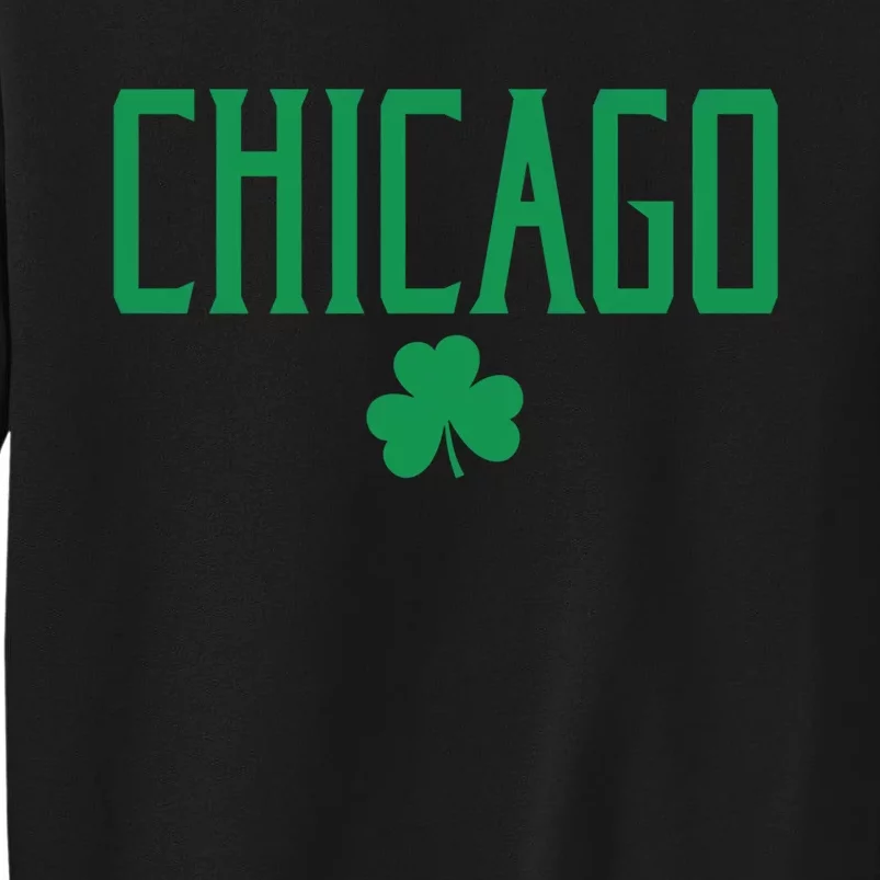 Chicago Text With Irish Shamrock Green Print Gift Sweatshirt