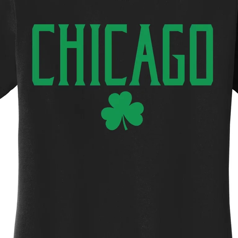 Chicago Text With Irish Shamrock Green Print Gift Women's T-Shirt