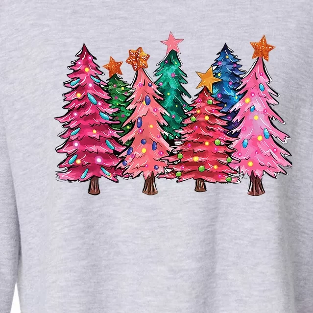 Christmas Tree With Led Light Pine Tree Xmas Light Camping Cropped Pullover Crew