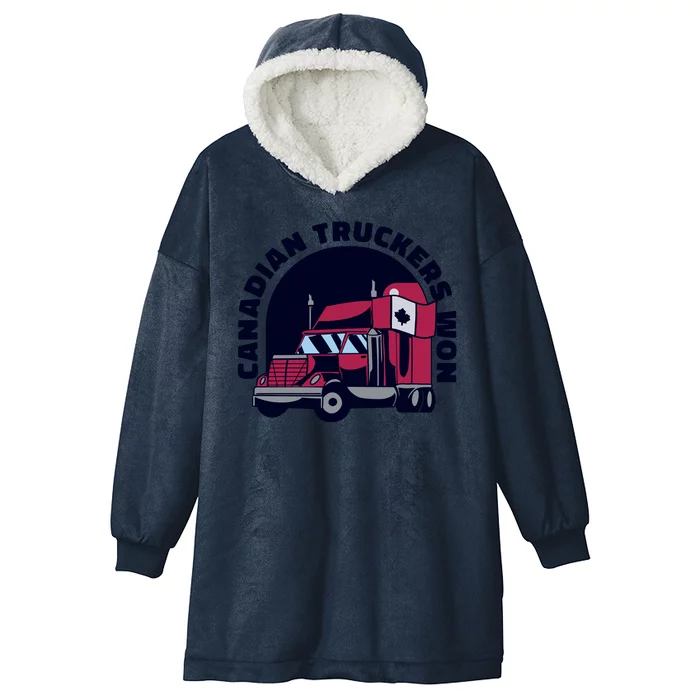 Canadian Truckers Won Freedom Convoy Hooded Wearable Blanket