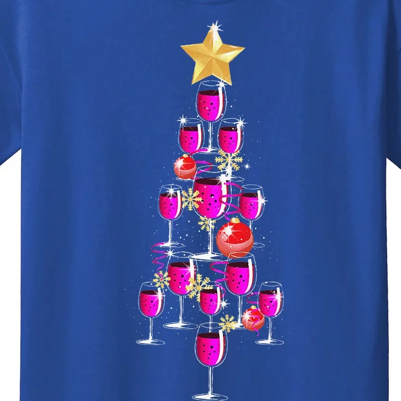 Christmas Tree Wine Glass Drinking Funny Christmas Gifts Kids T-Shirt