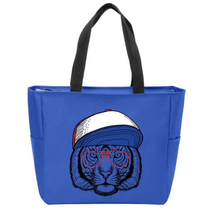 Cute Tiger With Glasses Meaningful Gift Zip Tote Bag