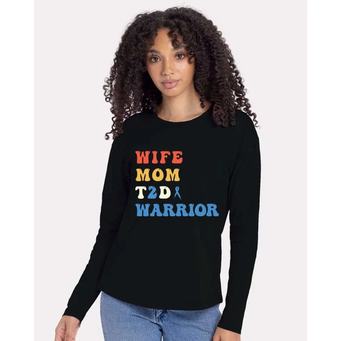 Cool T2d Warrior Type 2 Diabetes Mom Wife Diabetes Awareness Gift Womens Cotton Relaxed Long Sleeve T-Shirt