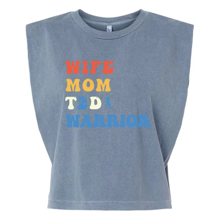 Cool T2d Warrior Type 2 Diabetes Mom Wife Diabetes Awareness Gift Garment-Dyed Women's Muscle Tee