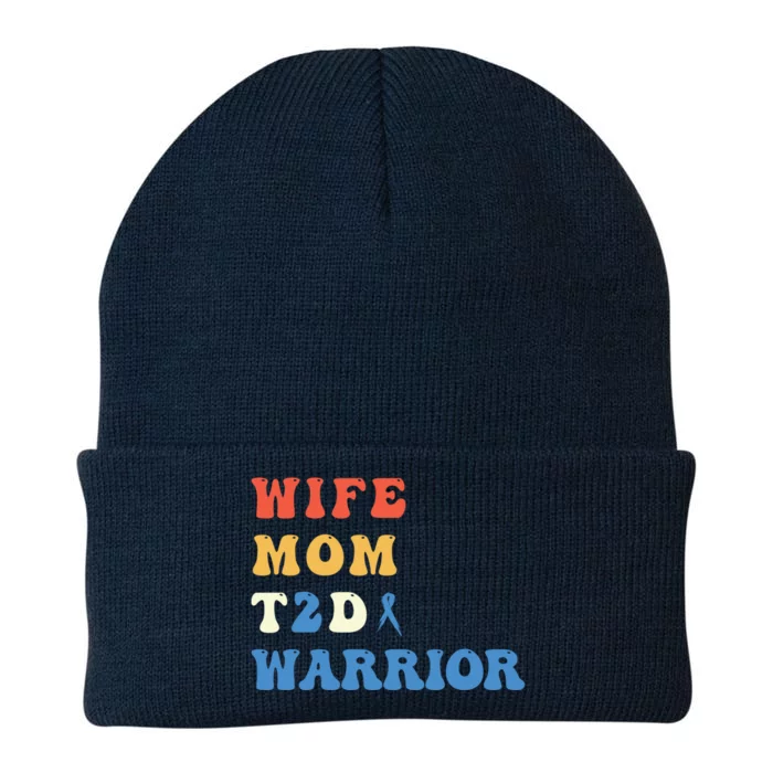 Cool T2d Warrior Type 2 Diabetes Mom Wife Diabetes Awareness Gift Knit Cap Winter Beanie