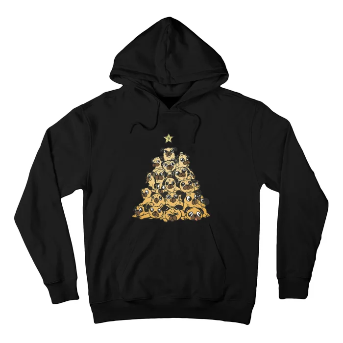 Christmas tree with pugs Pug Lovers Pug Owner Hoodie