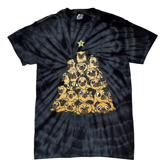 Christmas tree with pugs Pug Lovers Pug Owner Tie-Dye T-Shirt