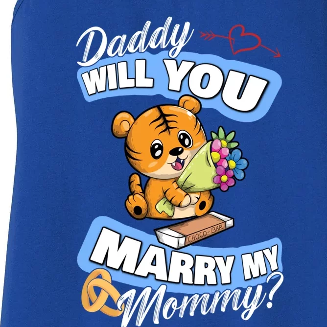 Cute Tiger Wedding Offer Daddy Will You Marry My Mommy Cute Gift Women's Racerback Tank