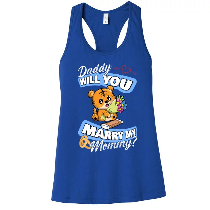 Cute Tiger Wedding Offer Daddy Will You Marry My Mommy Cute Gift Women's Racerback Tank