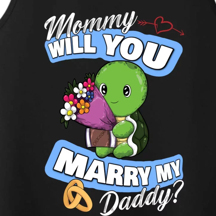 Cute Turtle Wedding Offer Mommy Will You Marry My Daddy Cool Gift Performance Tank