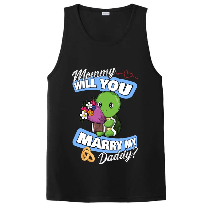 Cute Turtle Wedding Offer Mommy Will You Marry My Daddy Cool Gift Performance Tank