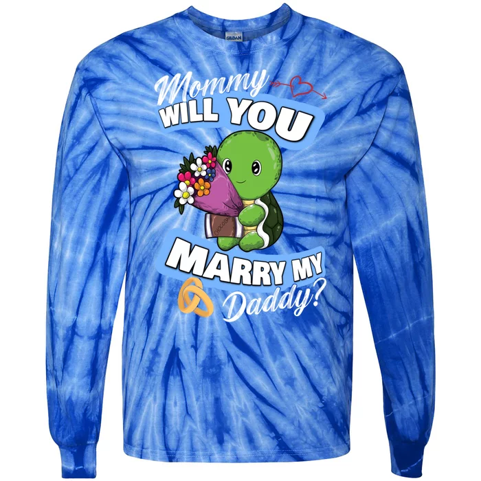 Cute Turtle Wedding Offer Mommy Will You Marry My Daddy Cool Gift Tie-Dye Long Sleeve Shirt