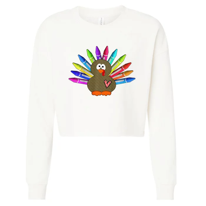 Cute Turkey With Pen Wings Nursery Cropped Pullover Crew