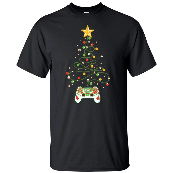 Christmas Tree Winter Theme Video Game Controller Tall T-Shirt