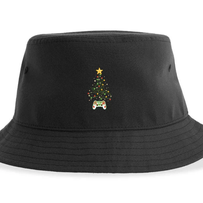 Christmas Tree Winter Theme Video Game Controller Sustainable Bucket Hat