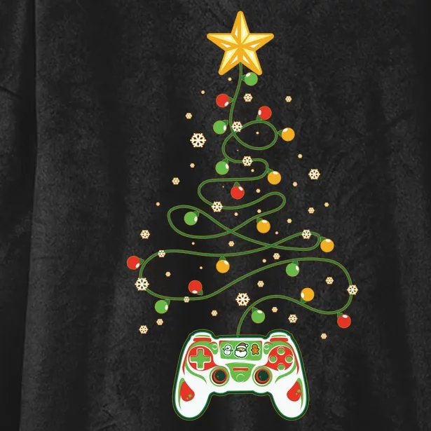 Christmas Tree Winter Theme Video Game Controller Hooded Wearable Blanket