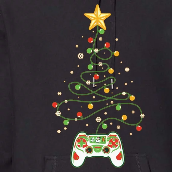 Christmas Tree Winter Theme Video Game Controller Premium Hoodie