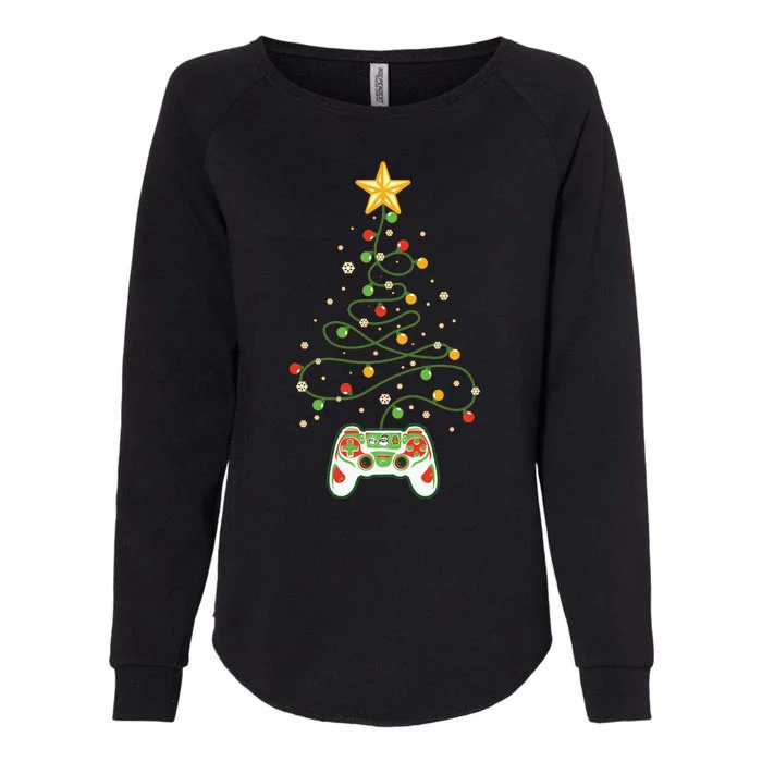 Christmas Tree Winter Theme Video Game Controller Womens California Wash Sweatshirt