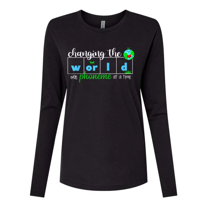 Changing The World One Phoneme At A Time Teacher Womens Cotton Relaxed Long Sleeve T-Shirt