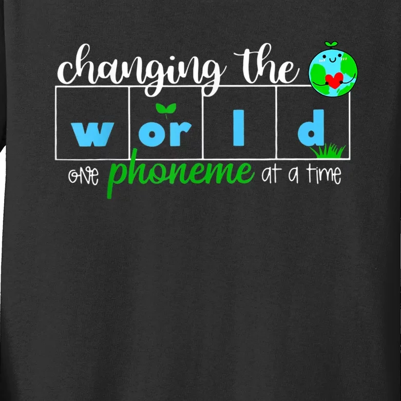 Changing The World One Phoneme At A Time Teacher Kids Long Sleeve Shirt