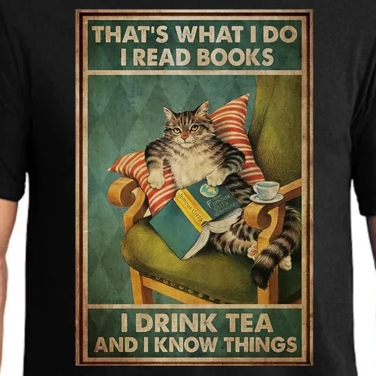 Cat Thats What I Do I Read Books I Drink Tea And Know Things Pajama Set