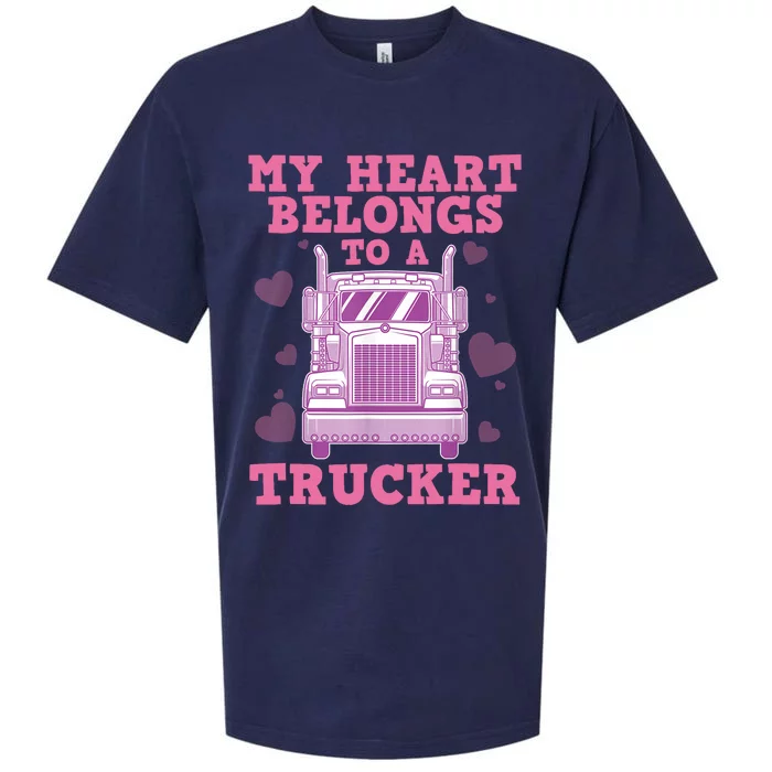 Cool Truckers Wife Gift For Wo Funny Truck Driver Girl Sueded Cloud Jersey T-Shirt