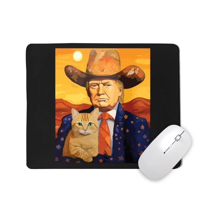 Cowboy Trump With A Cat Funny Trump Mousepad