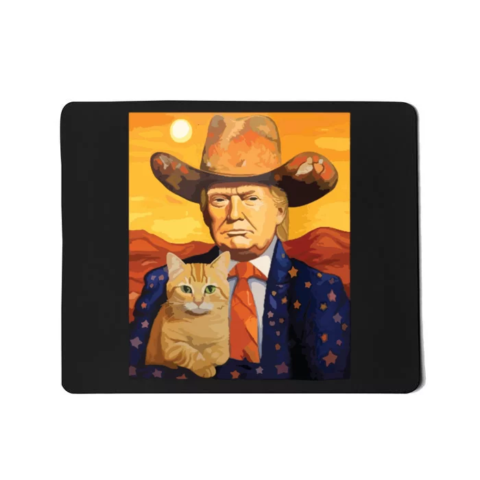 Cowboy Trump With A Cat Funny Trump Mousepad