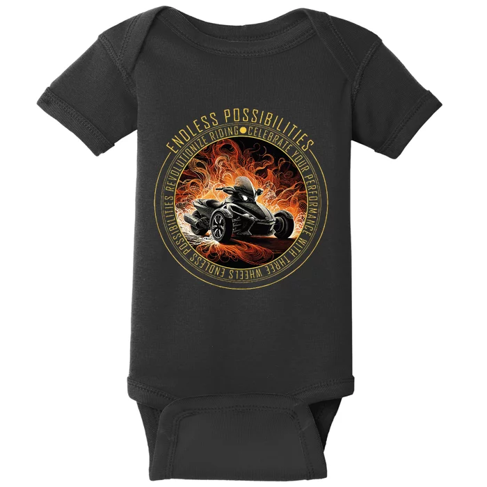 Canam Three Wheels Funny Riding Baby Bodysuit