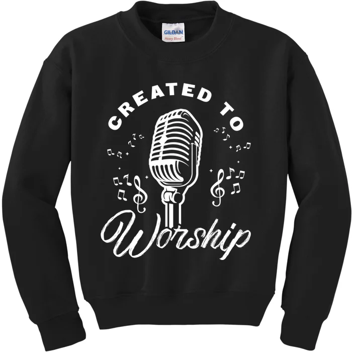 Created To Worship Gift Design For Christian God Fans Kids Sweatshirt