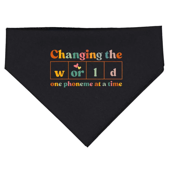 Changing The World One Phoneme At A Time Dyslexia Teacher USA-Made Doggie Bandana