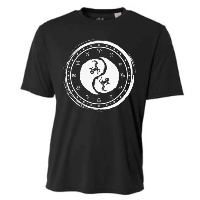 Capricorn Tenth Zodiac Sign Yin Yang Funny Cooling Performance Crew T-Shirt