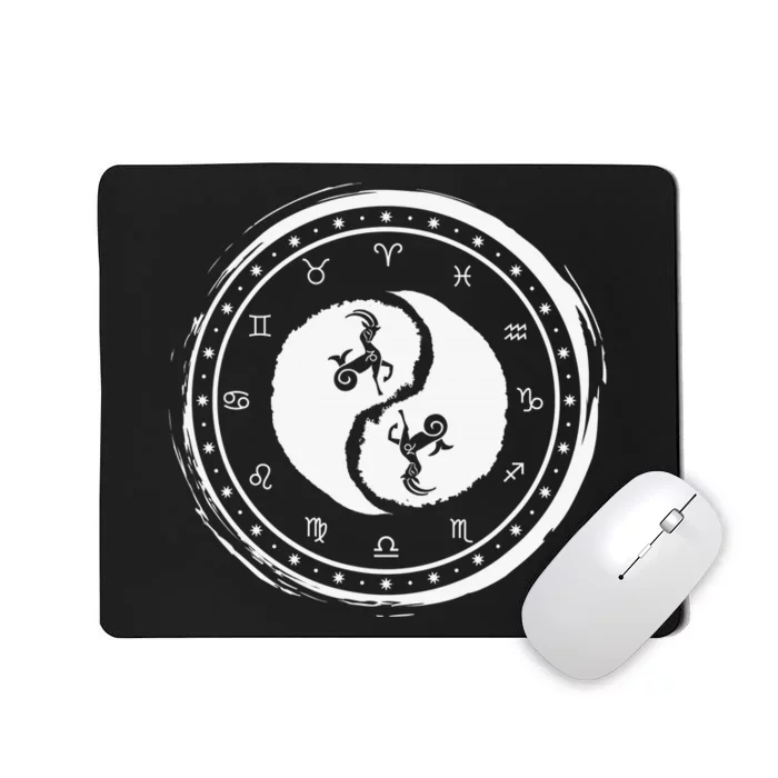 Capricorn Tenth Zodiac Sign Yin Yang Funny Mousepad