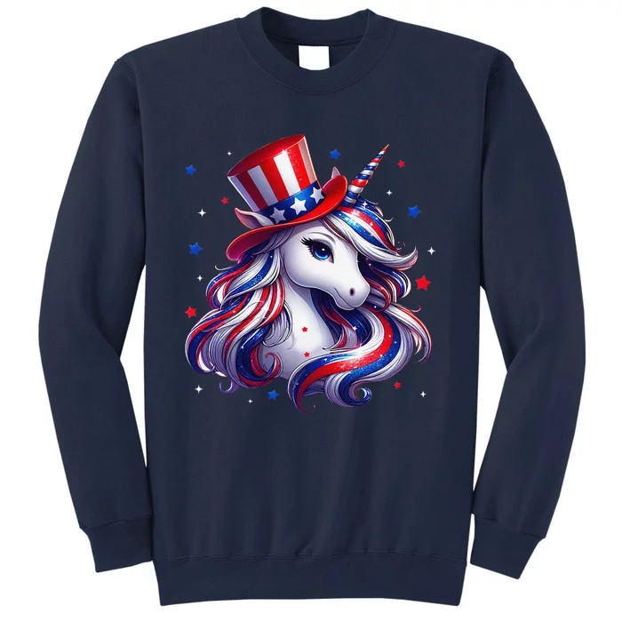 Cute Unicorn 4th Of July American Tall Sweatshirt