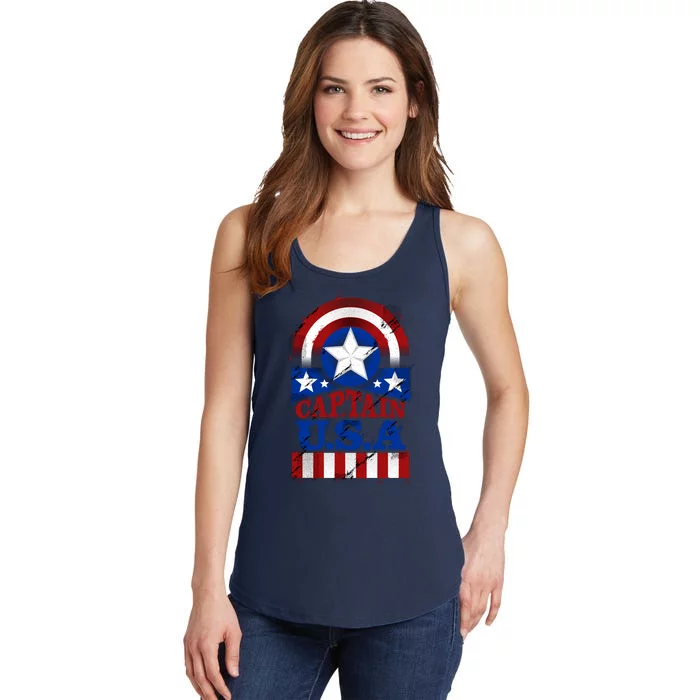 Captain USA American Flag Ladies Essential Tank