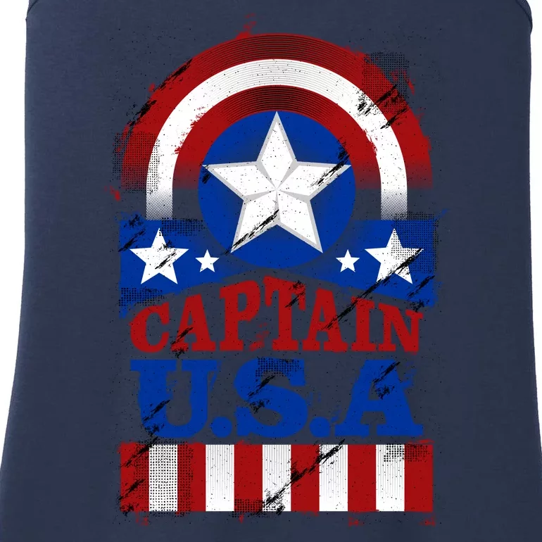 Captain USA American Flag Ladies Essential Tank