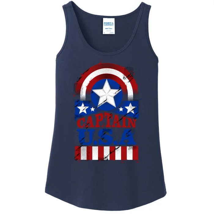 Captain USA American Flag Ladies Essential Tank