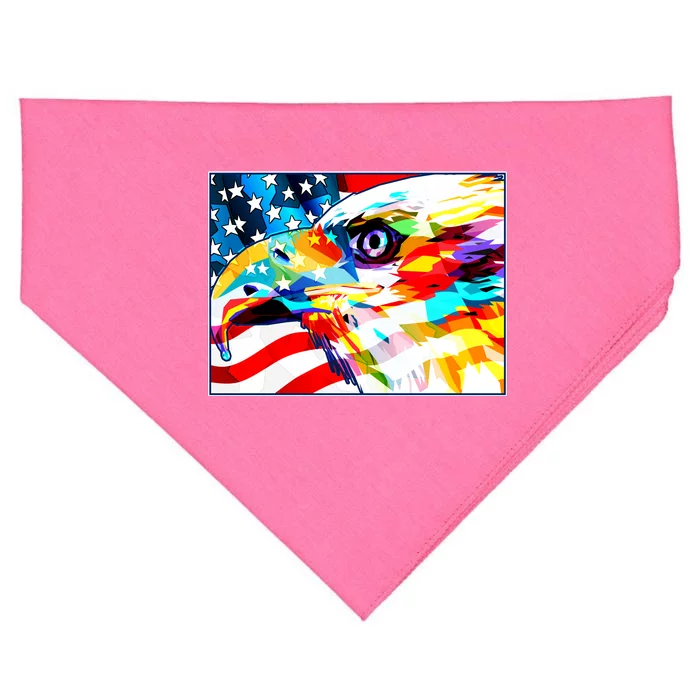 Colorful USA American Flag Eagle Head Pop Art USA-Made Doggie Bandana