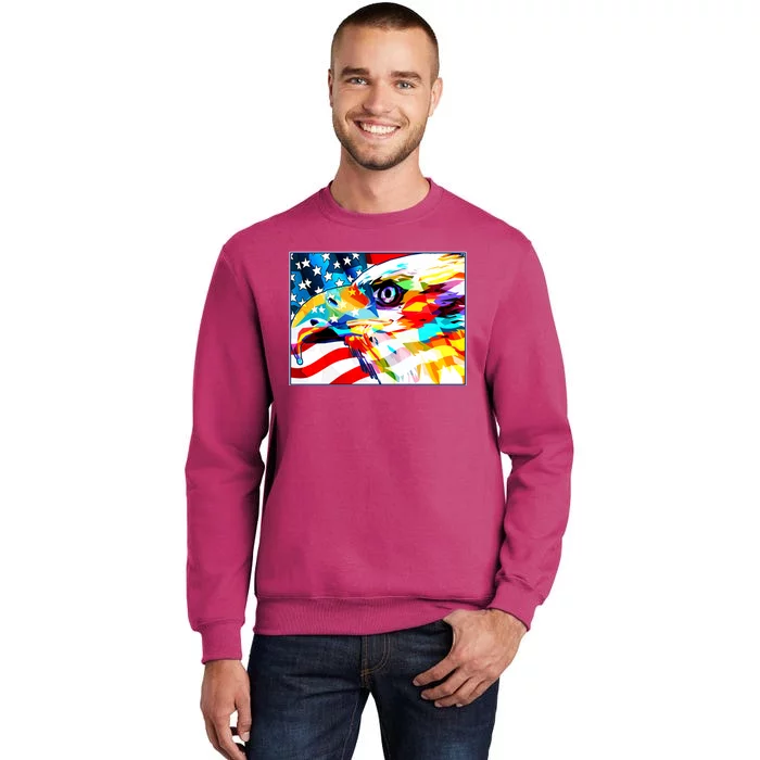 Colorful USA American Flag Eagle Head Pop Art Sweatshirt