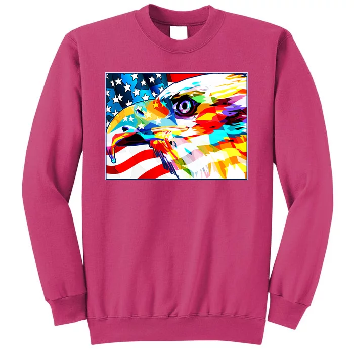 Colorful USA American Flag Eagle Head Pop Art Sweatshirt