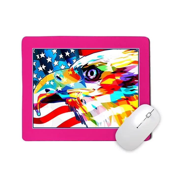 Colorful USA American Flag Eagle Head Pop Art Mousepad