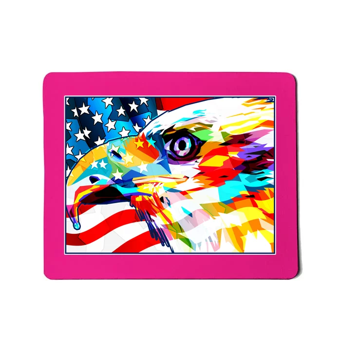 Colorful USA American Flag Eagle Head Pop Art Mousepad