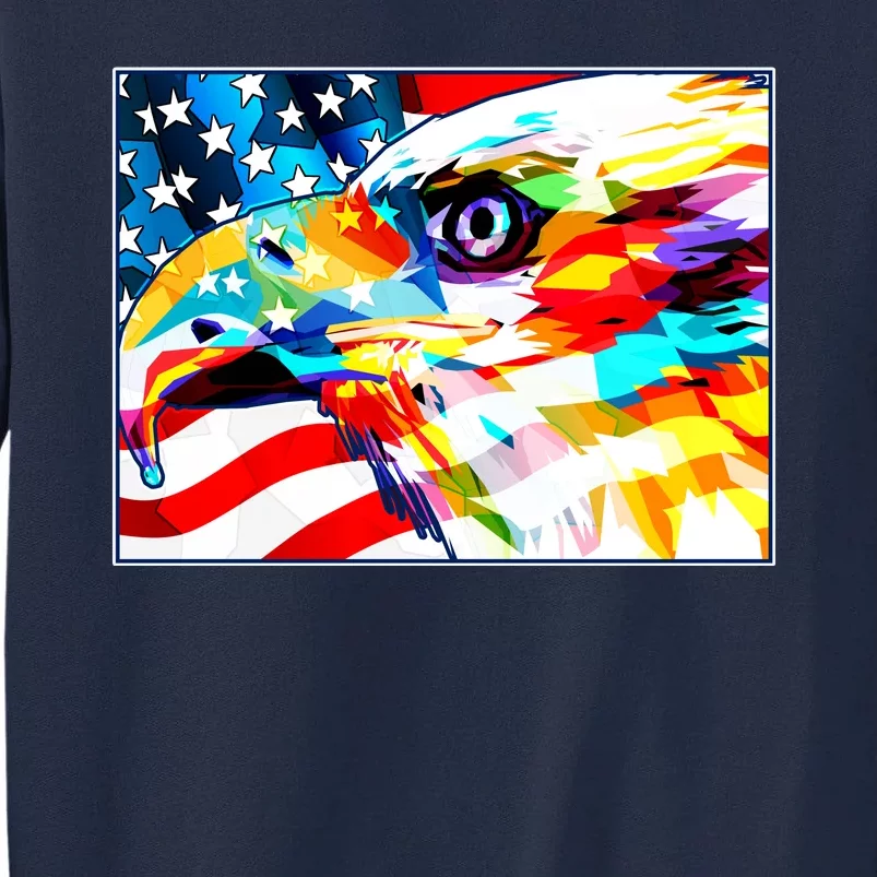 Colorful USA American Flag Eagle Head Pop Art Tall Sweatshirt