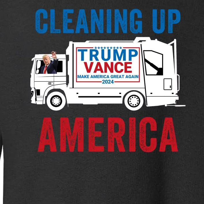 Cleaning Up America Maga Garbage Truck Trump 2024 Toddler Sweatshirt